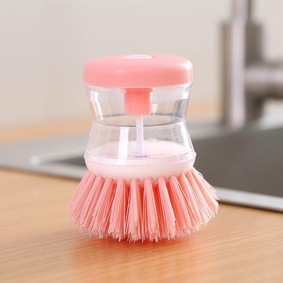 3Pcs Cleaning Brush Ergonomic Design Powerful Cleaning Hard Bristles Liquid-Adding Feature Soap Dispenser Dish Brush