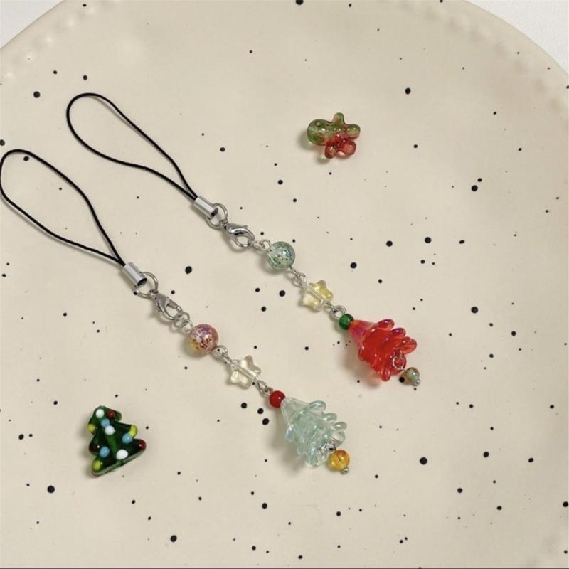 Cute Phone Strap Trendy Phone Chain Christmas Tree DIY Phone Charm for Holidy