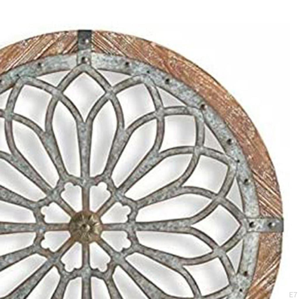 Circular Wall Decorative Medallion, Creative Home Sculpture Decoration, Metal Wooden Craft