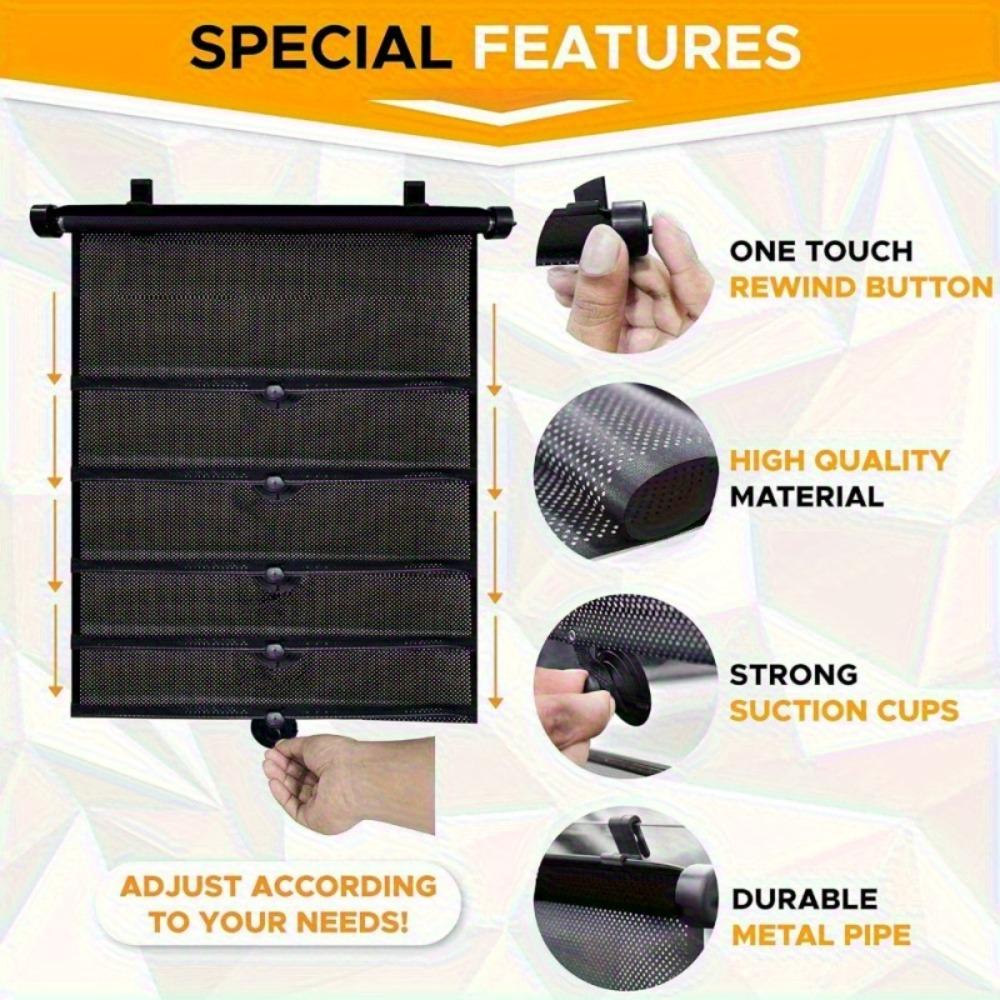 Universal UV Blocking Window Visor Glare Reduction Sturdy Retractable Sunshade  Side Window
