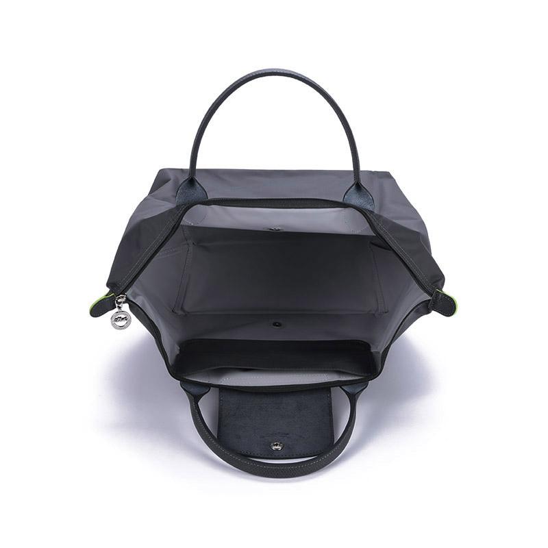 Longchamp Le Pliage Green 30 Solid Short Handle Snap Zipper Closure Recycled Canvas With Leather Trim Tote Bag Medium Women tote bags 1623919P66