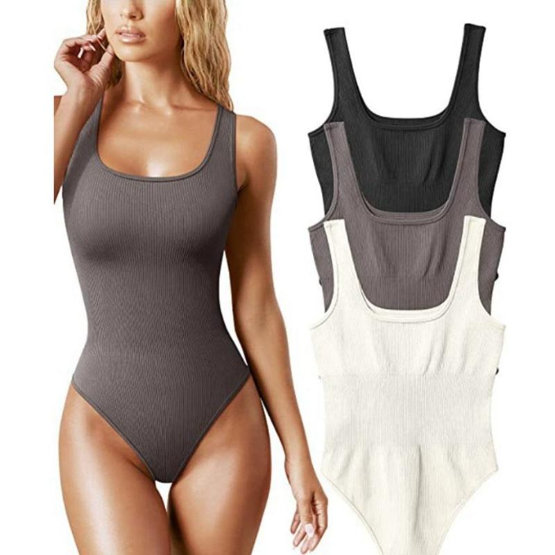 Damen U-Ausschnitt Ärmelloser Body Dreieckiger Body