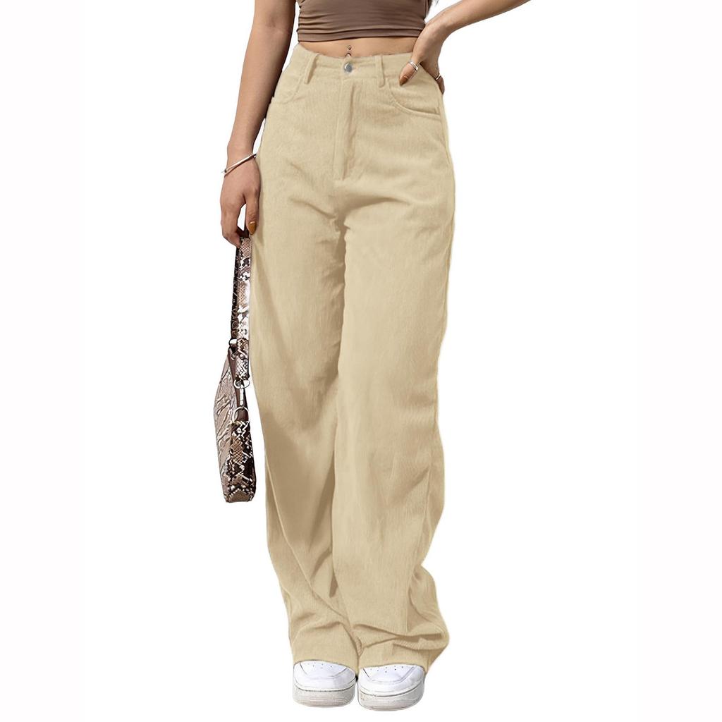 Cordhosen für Damen Weites Bein Hohe Taille Locker Bequeme Hosen mit Taschen