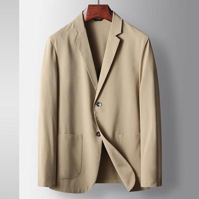 Blazer Casual Masculino Leve com Stretch - Proteção Solar Primavera/Verão, de Botão Único, Jaqueta de Terno Sem Ferro para Homens de Negócios de Meia-Idade