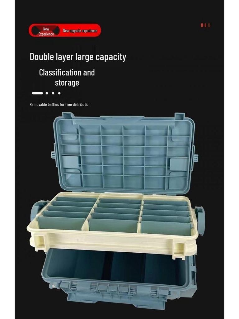 Multifunctional Large Capacity Fishing Gear Storage Box with Rod Holder