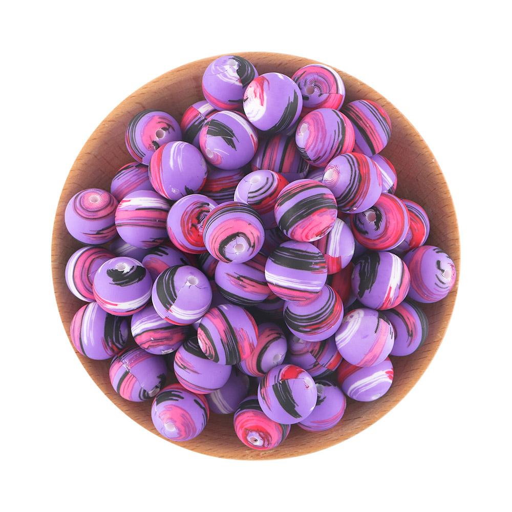 15MM Leopard Silicone Printed Beads 20pcs For Making DIY Jewelry Accessories Bracelet Necklace Making