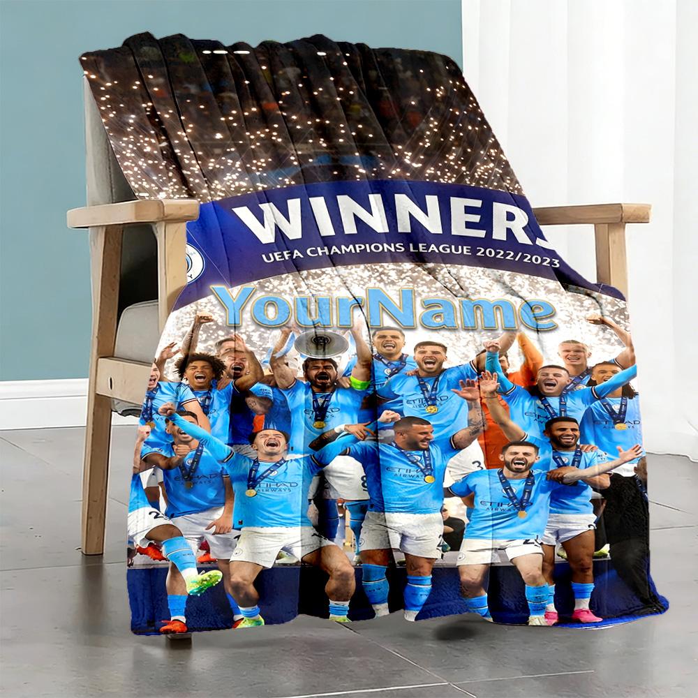 Manchester City Personalized Name Blanket Multi-purpose Personalized Blanket Durable Comfort Great for Chair Home Decor Office Bedding