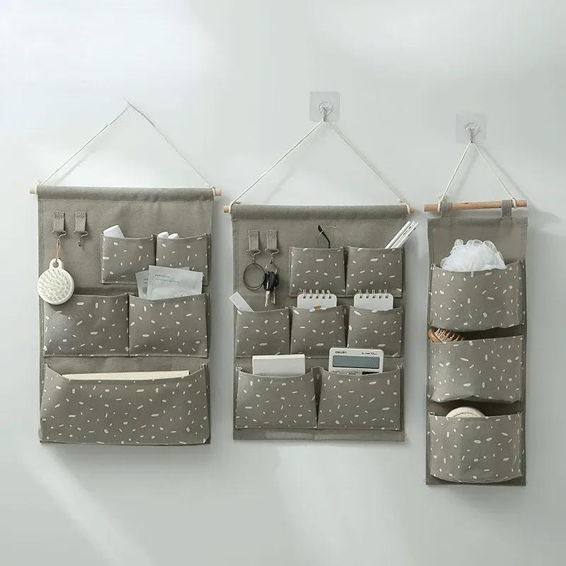 3/5/7 Pockets Cotton Wall Mounted Storage Bag Home Room Closet Door Sundries Clothes Hanging Bag Holder Cosmetic Toys Organizer