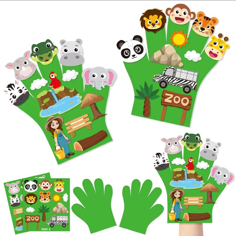 Children Hand Puppets Set Montessori Parish Toy DIY Animal Finger Puppets Storytelling Kindergarten Baby Interaction Social Tool