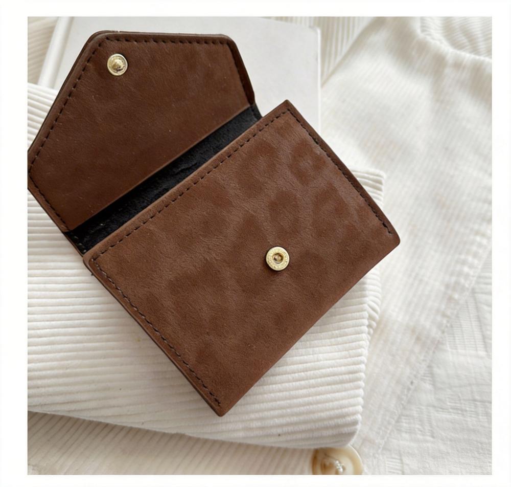 Modische Leo-Print Kartenhalter Geldbörse Damen PU-Leder Schlanke Dreifach-Münzbörse Luxuriöses Kreditkartenetui Mehrfachschlitz Mini-Tasche