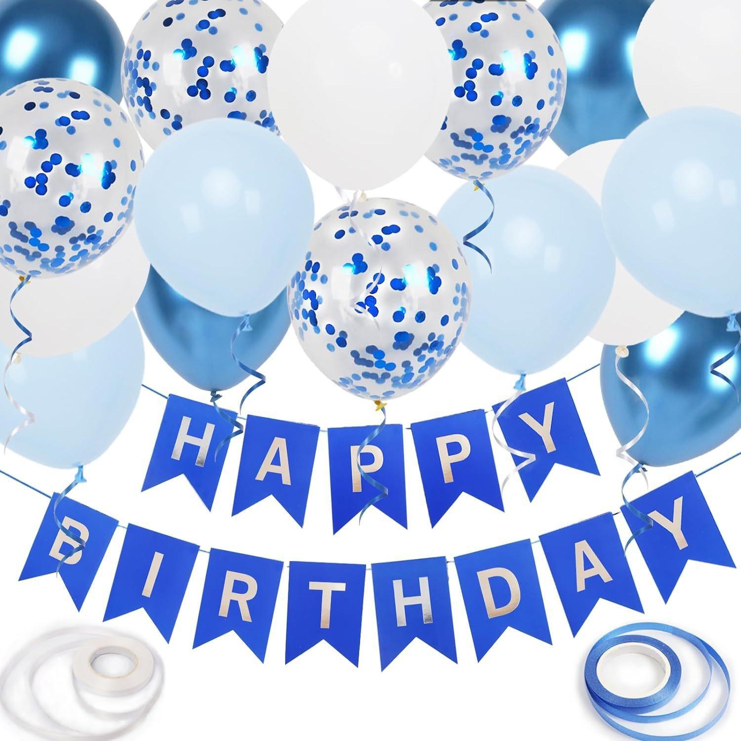 

Набір із 19 повітряних куль на День народження Прапор-гірлянда Happy Birthday Підходить для оформлення Дня народження Прикраса для вечірки 19 pieces of dovetail flag, blue