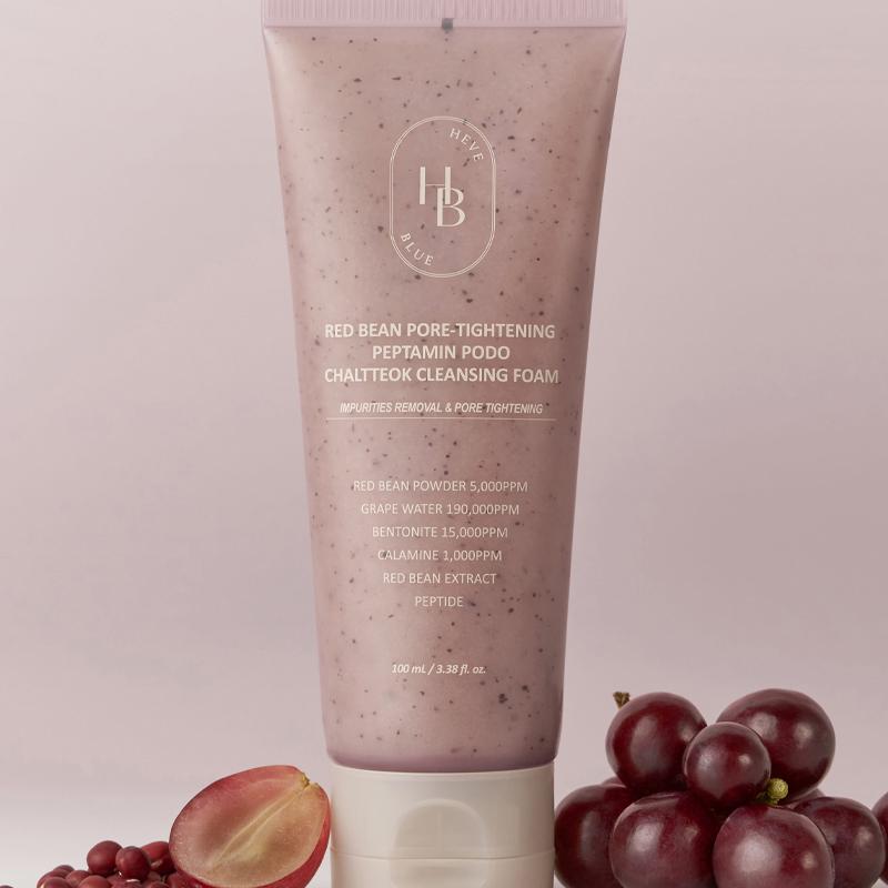 [HEVE BLUE] Red Bean Pore-Tightening Peptamin Podo Chaltteok Cleansing Foam 100ml