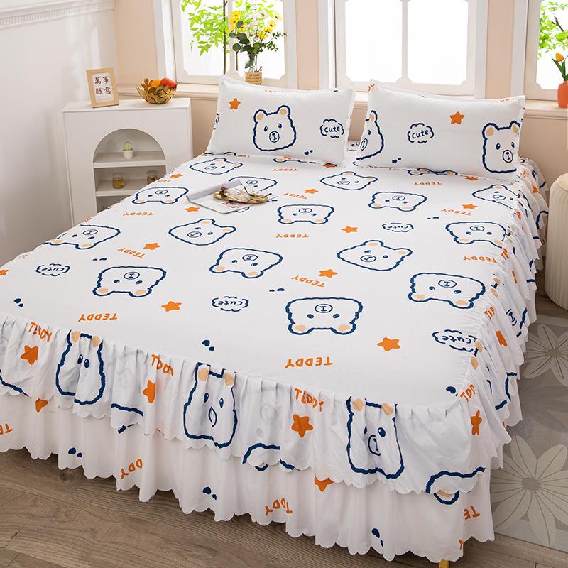 Bedroom Household Single-piece Sanding Bed Skirt Solid Color Skin-friendly Bedspread Bed Cover Bedroom Student Dormitory Sheets