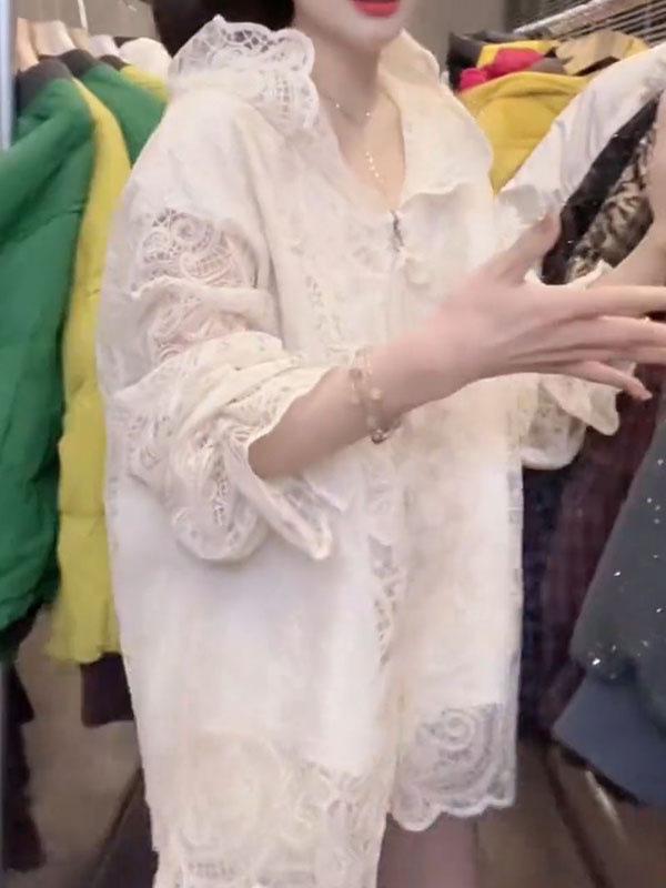 Dámská temperamentní krajková bunda s kapucí - 2025 jaro evropský styl, střední délka, plus size