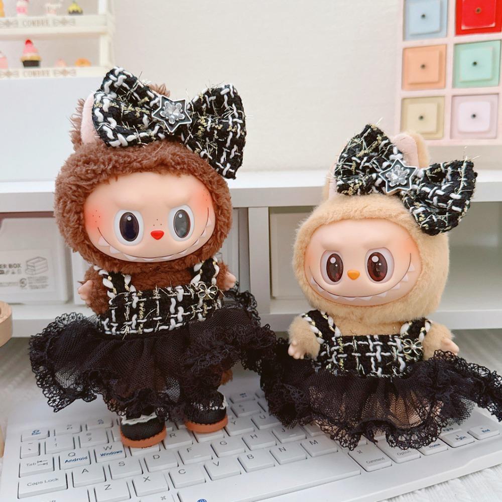 

Handmade 17cm Labubu Pendant Clothes Suspender Dress Plush Dolls Clothes 17cm Labubu чорний