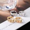 Colorful Zirconia Daisy Stud & Ear Clip Set: Women's Sunflower Earrings