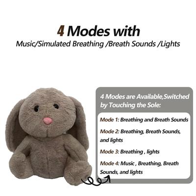 Peluche a forma di elefante rilassante con 4 modalità, giocattolo per dormire, musica e luce, giocattolo sensoriale, regalo per bambini