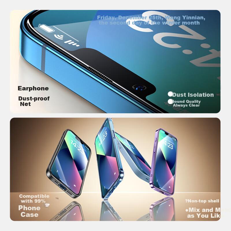 Tempered Glass Screen Protector for IPhone 14/13/13pro/16e, Full Coverage HD Anti-Explosion Quick Installation Bubble-Free Dust-Free 2-Pack