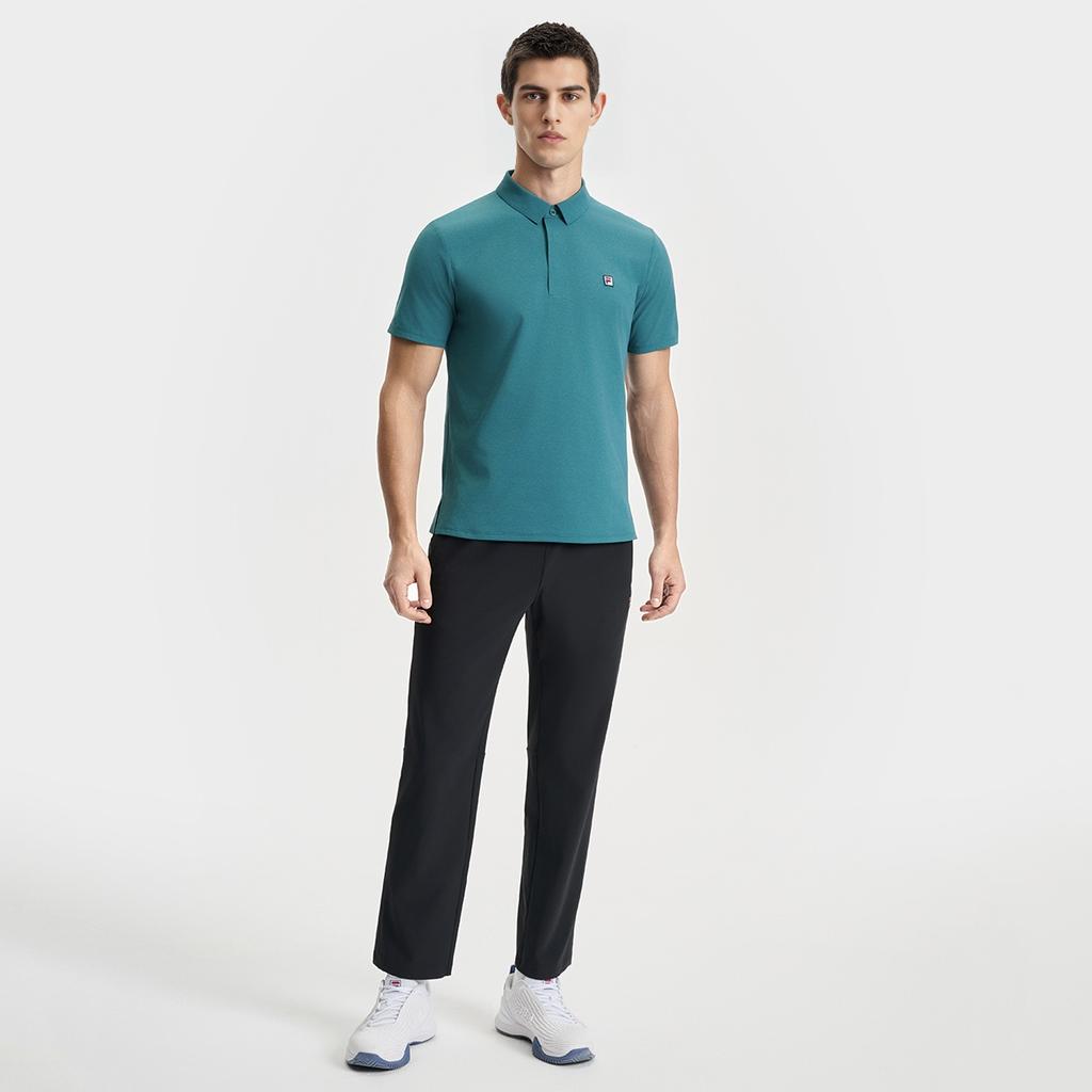 Fila Moda Tenis Versátil Simple Suave Cómodo Diseño de Logotipo Ajuste Elástico Tenis Tejido Fresco Pantalones Deportivos Pantalones de Hombre Negro Profundo A11M523601F-BK