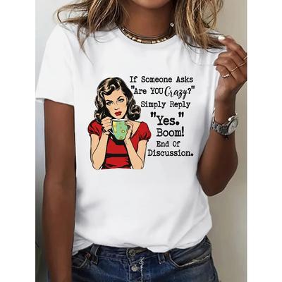 Taglie Europee T-Shirt Trendy da Donna Vintage Umoristica - Stile Primavera ed Estate