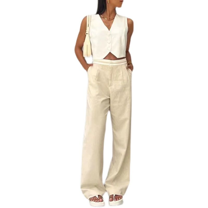 Fashion Wind Summer New Fashion Casual Silm Vest Pants Suit Tank Top and Pants Set