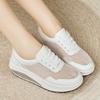 Women's Hole Sneakers Height Increase White Leather Platform Casual Summer Thick Sole Elevator Shake Shoes
