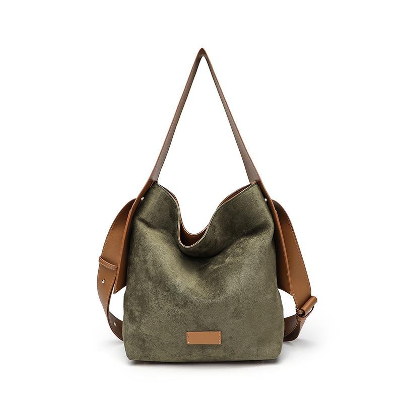 Semsket hengende øre tote bag bøtteveske stor veske lat pendler skulder-, messenger bag