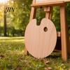 Artist Painting Tray Wooden Paint Palette with Thumb Hole for Oil, Acrylic, Ergonomic Watercolor Painting, Oval-Shaped Wood Art Artists