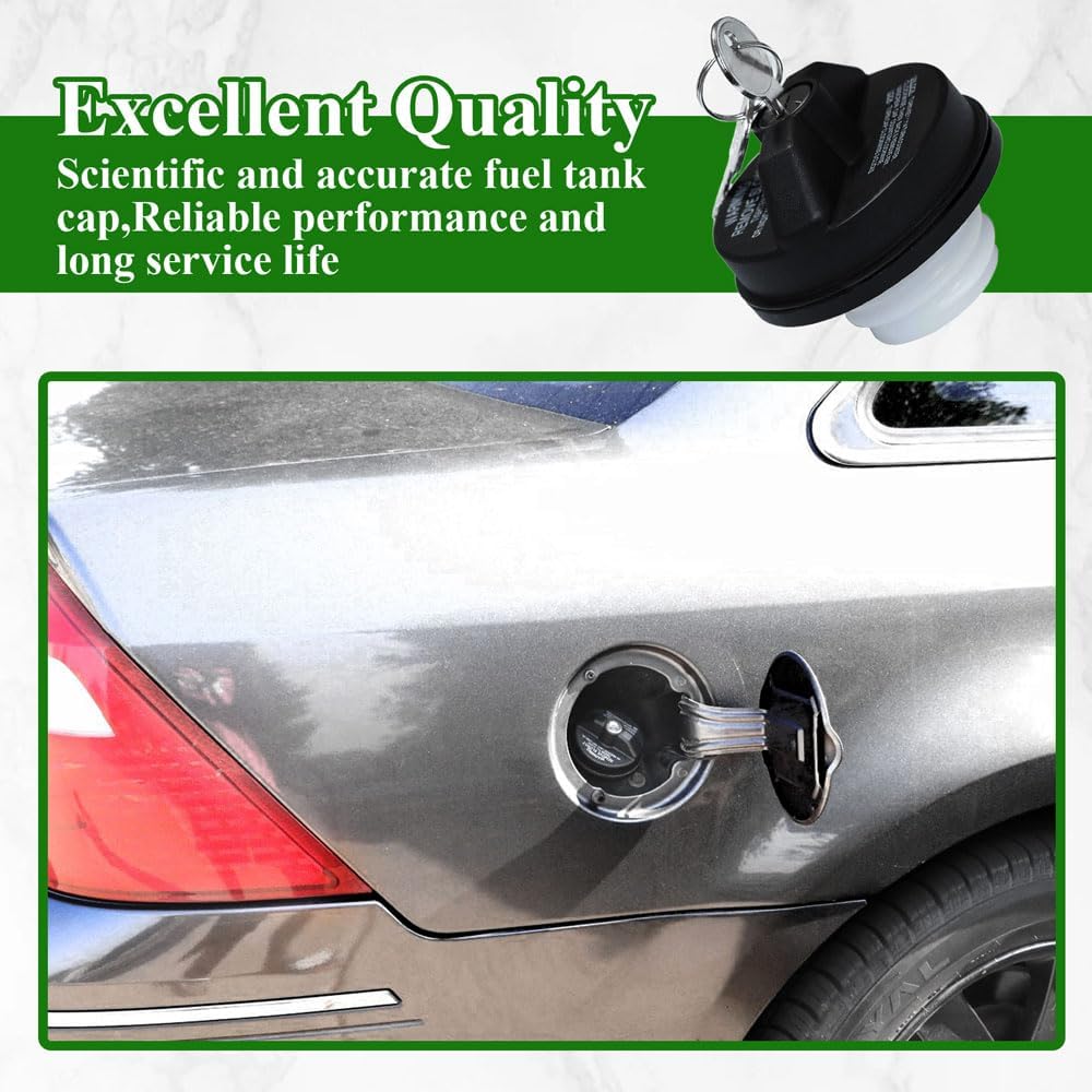 Locking Gas Cap Fuel Tank With Key, Gas Cap Lock Locking Fuel Cap Cover Replacement For Toyota 4Runner, Chevy Silverado 1500 2500 3500, Nissan GMC
