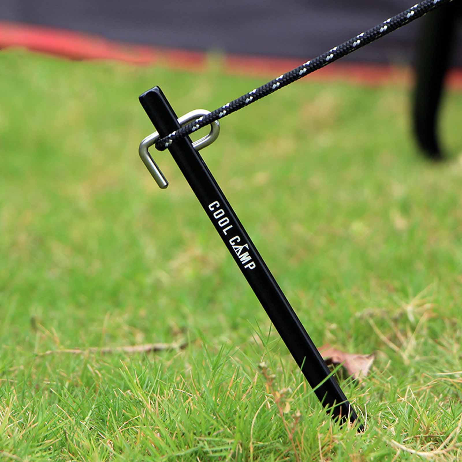 

4Pcs Tent Stakes Pegs with Hooked Head Camping Nails Ground Anchors for Lawn Beach Backpacking