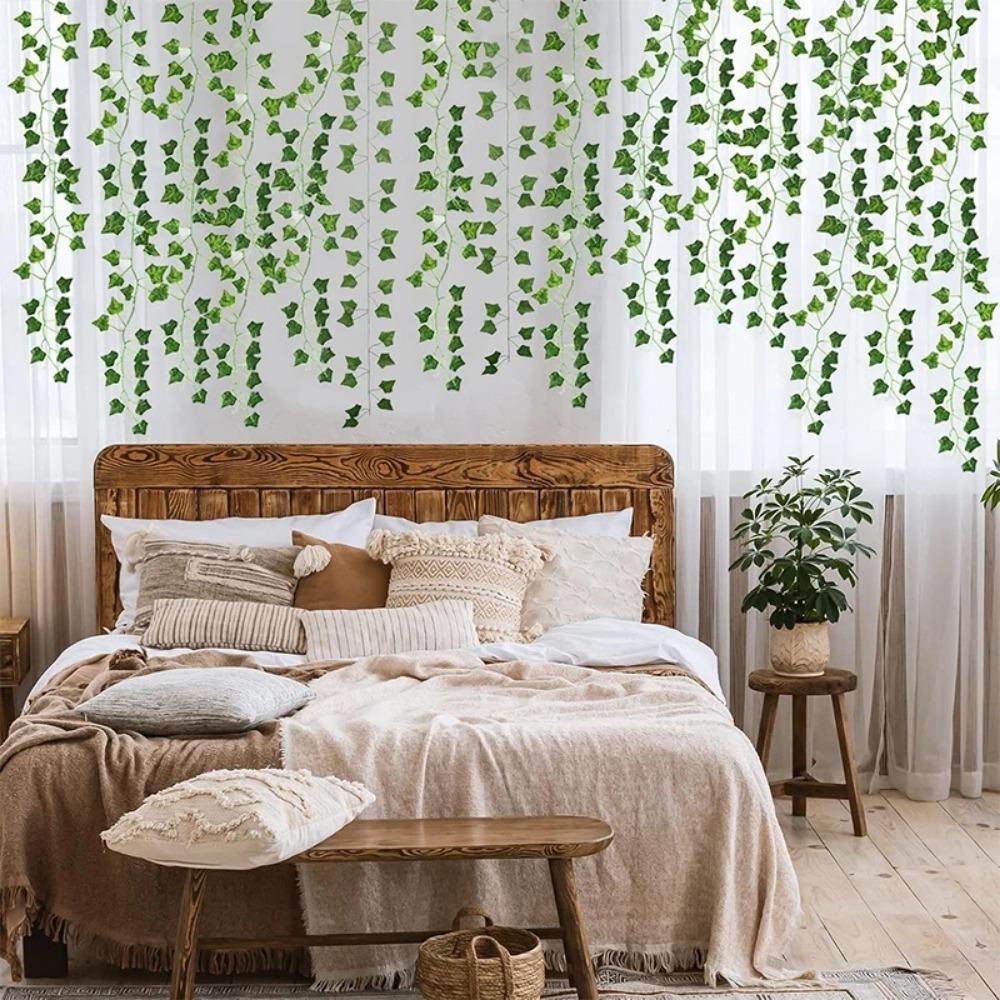 2/4//6/8/10M Silk Leaves Fake Creeper Green Leaf Ivy String for Home Decor Hanging Garland Artificial Plants Wedding Decoration