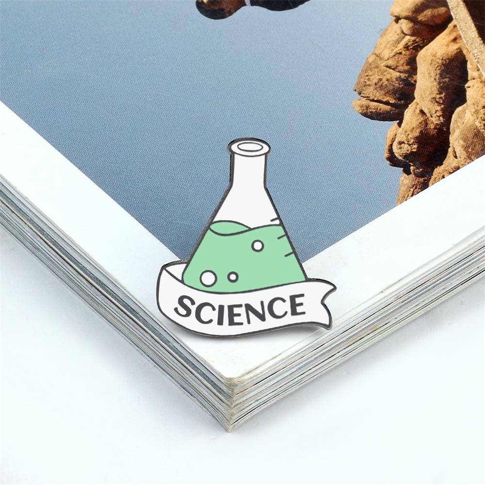 Cartoon Science Brooch Cute Funny Chemical Scientific Experiment Test Tube Beaker Enamel Pin for Student Bag Lapel Badge Jewelry