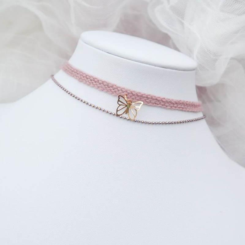 Purple Choker Necklace for Women Fashion Pearl Lace Butterfly Daisy Flower Heart Moon Clavicle Jewelry Accessory Ideal Gift