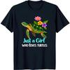 Just a Girl Who Loves Turtle Black T-Shirt S-3XL Q5667