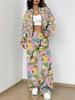 Casual Fashion Autumn and Winter New European and American Women's Clothing Color Flower Printing Suit Women