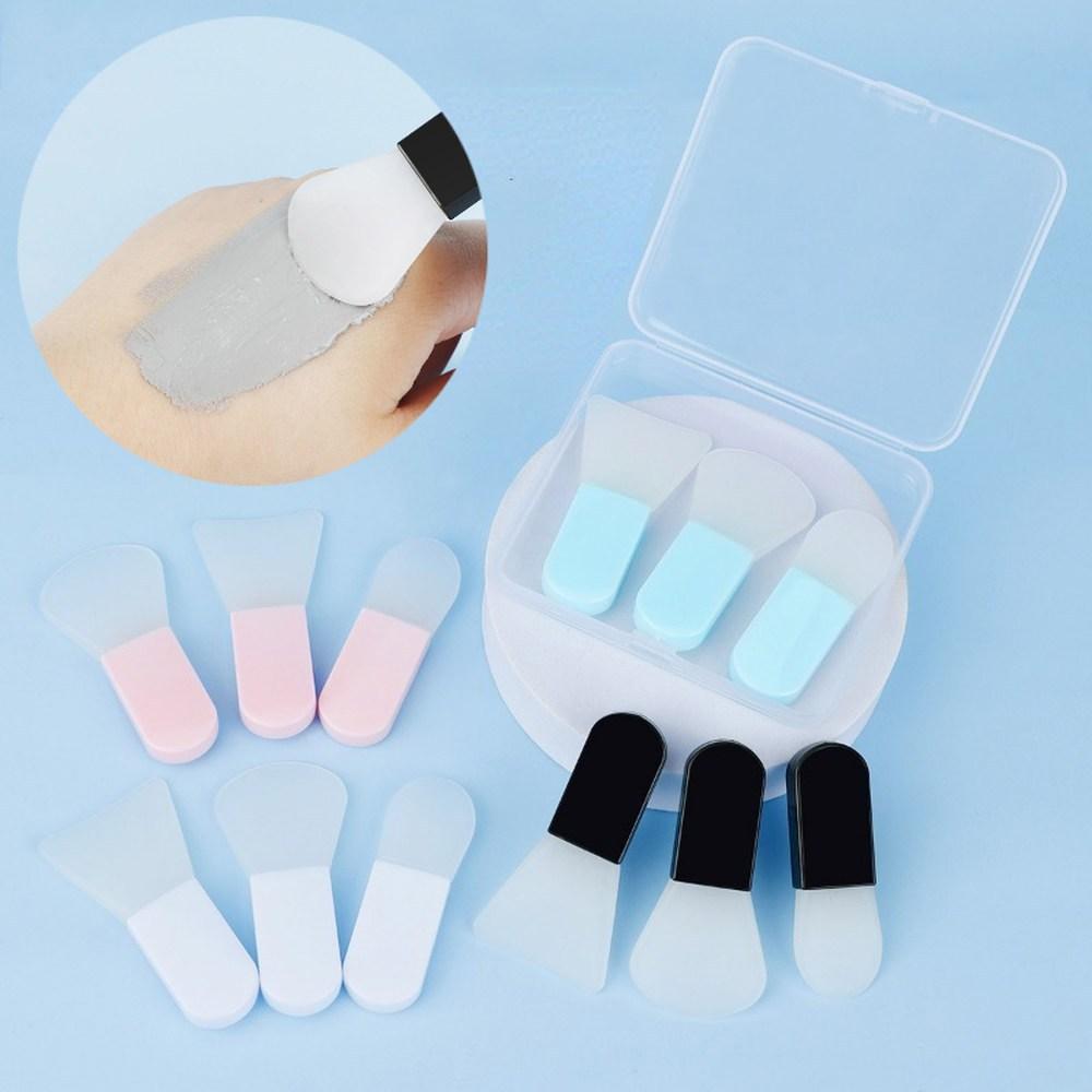 Convenient facial mask set silica gel 3 makeup brushes for all types of stains, 1 pc.