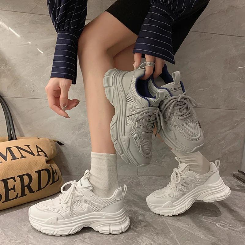 Dad Shoes, Women's Mesh Shoes, Breathable Women's Shoes, Running Shock Absorption, Light Sneakers, Platform Shoes