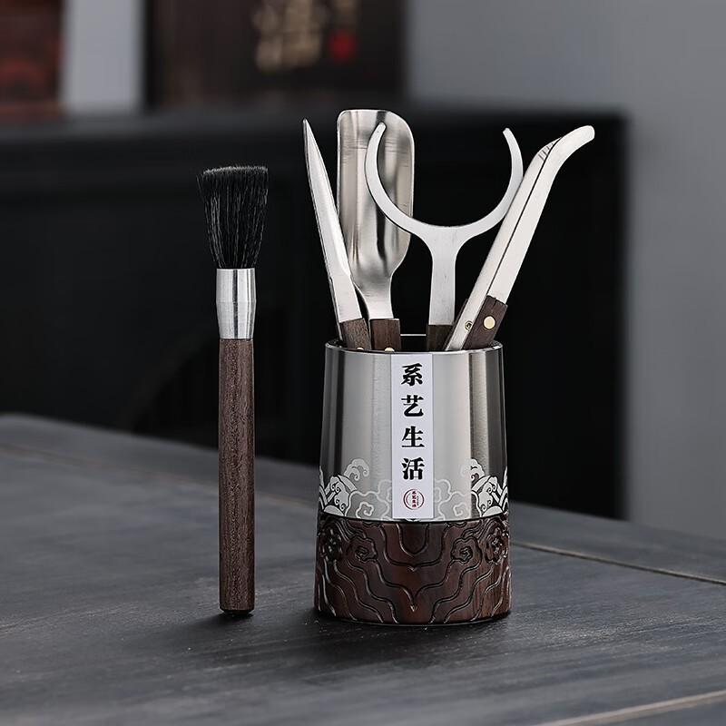Wooden Tea Ceremony Tools Set Six Essential Accessories Kung Fu Making Home Use