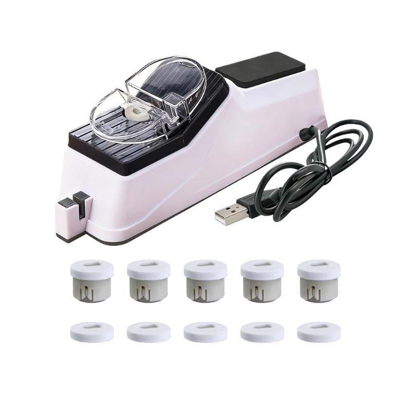 Automatic Blade Sharpener USB Electric Double Sided Scissors Sharpening Machine with Replacement Grinding Polishing Tool