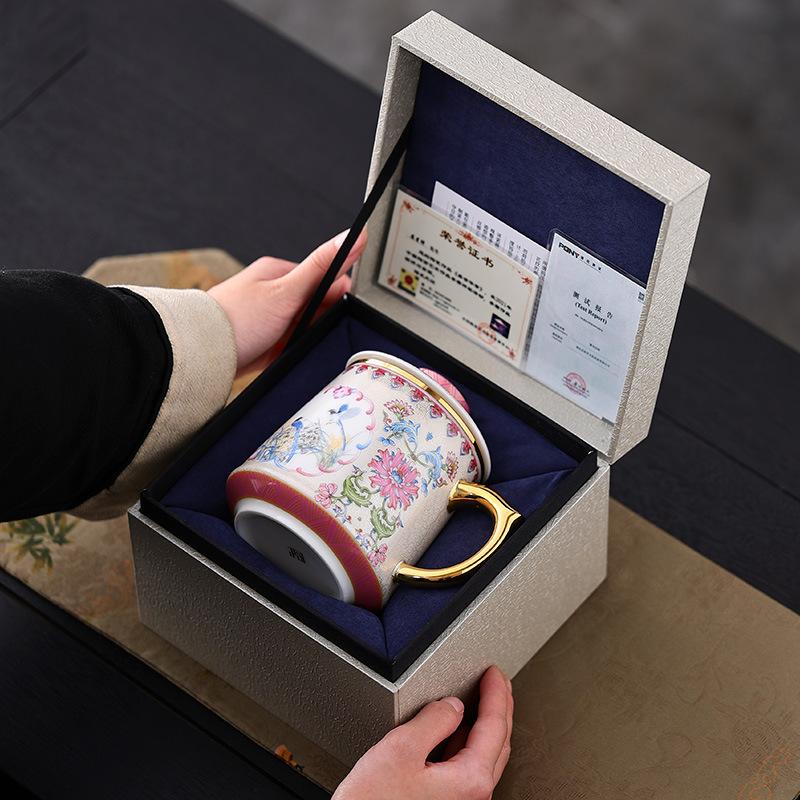 Produse Cești de birou de ultimă generație emailate, căni de ceai, căni de cafea, separator personal special de ceai și apă din ceramică cu capac, căni cu filtru