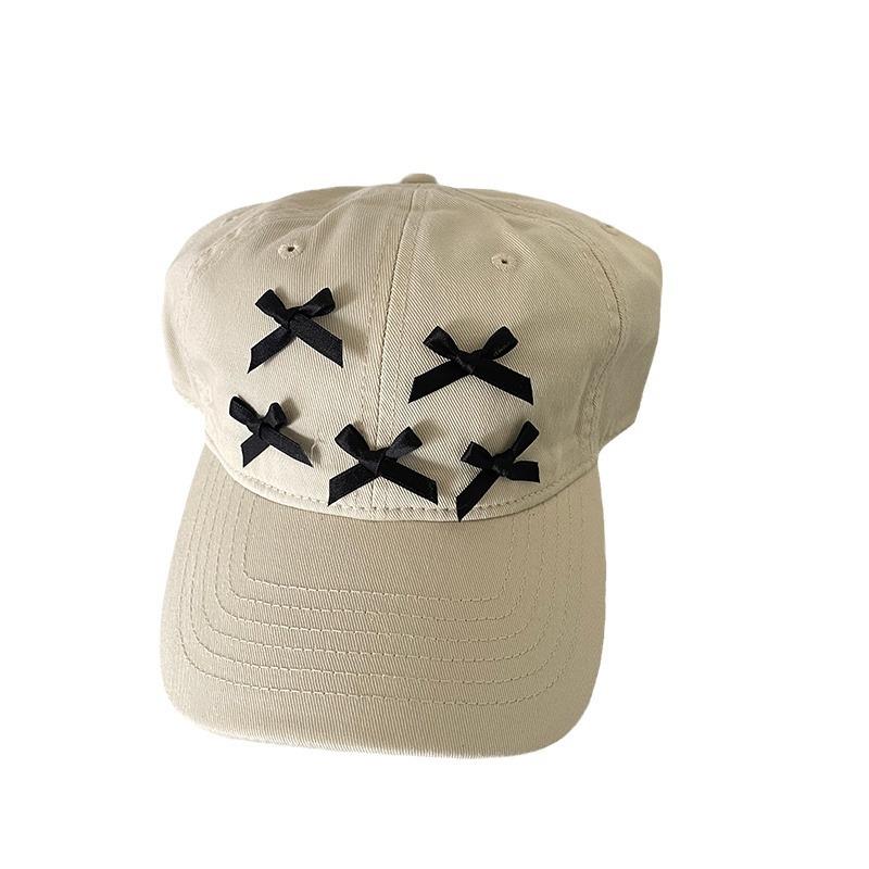 Spring and summer soft top baseball cap versatile bow sweet visor casual sun protection cap female tide