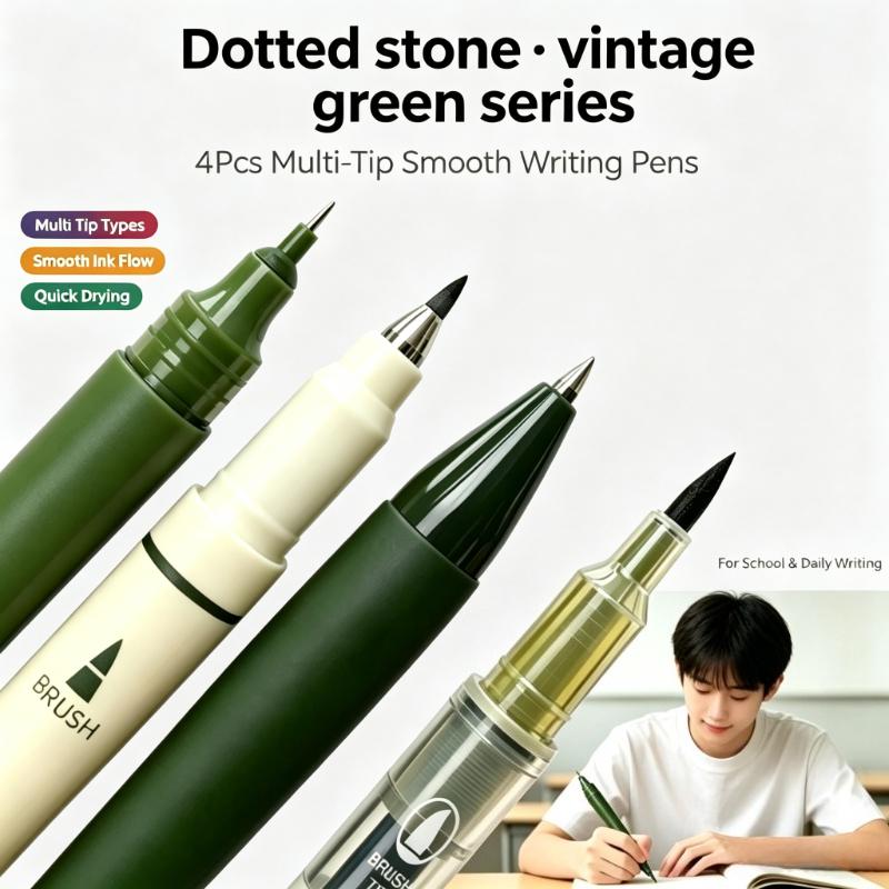 4 Vintage-Stifte Set, Schnelltrocknende Tinte für geschmeidiges Schreiben, Kompatibel mit mehreren Spitzen, Ideal für Büroarbeit & Notizbücher