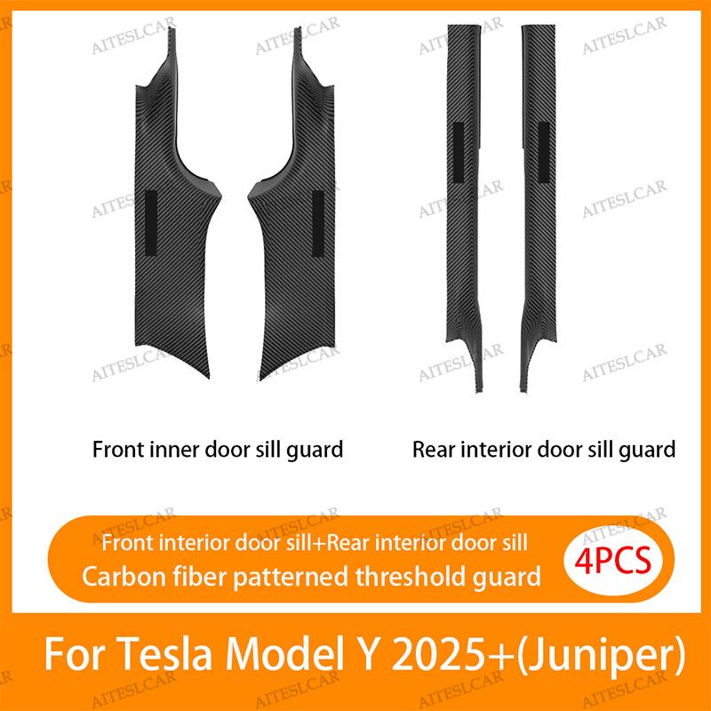 2 4 8Pcs For Tesla Model Y Juniper 2026+ ABS Front Rear Door Sill Protector Threshold Strip Anti-kick Guard Panel Waterproof Pad