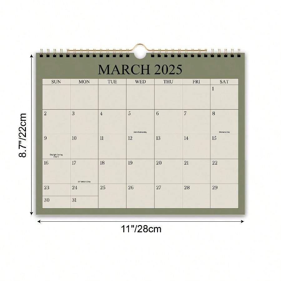 

2025 Minimalist Wall Calendar, 1 Jan 2025 - 31 Dec 2025, 8.7*11 Inches, 12 Months, Creative Monthly Planner, Home Decor Calendar, Christmas зелёный