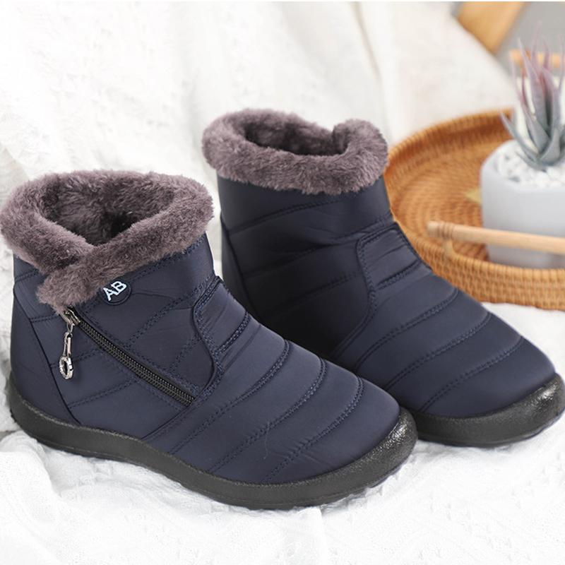Stiefel für Damen, Winter-Stiefeletten, warme Pelzstiefel, Damenstiefel, Schuhe, flache Stiefel, warme Stiefel, Schneestiefel in Übergröße
