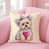 Adorable Yorkshire Dog Cushion Cover Short Plush Soft DoubleSided Printing Pillow Case Cozy Sofa Bedroom Home Decor Gift