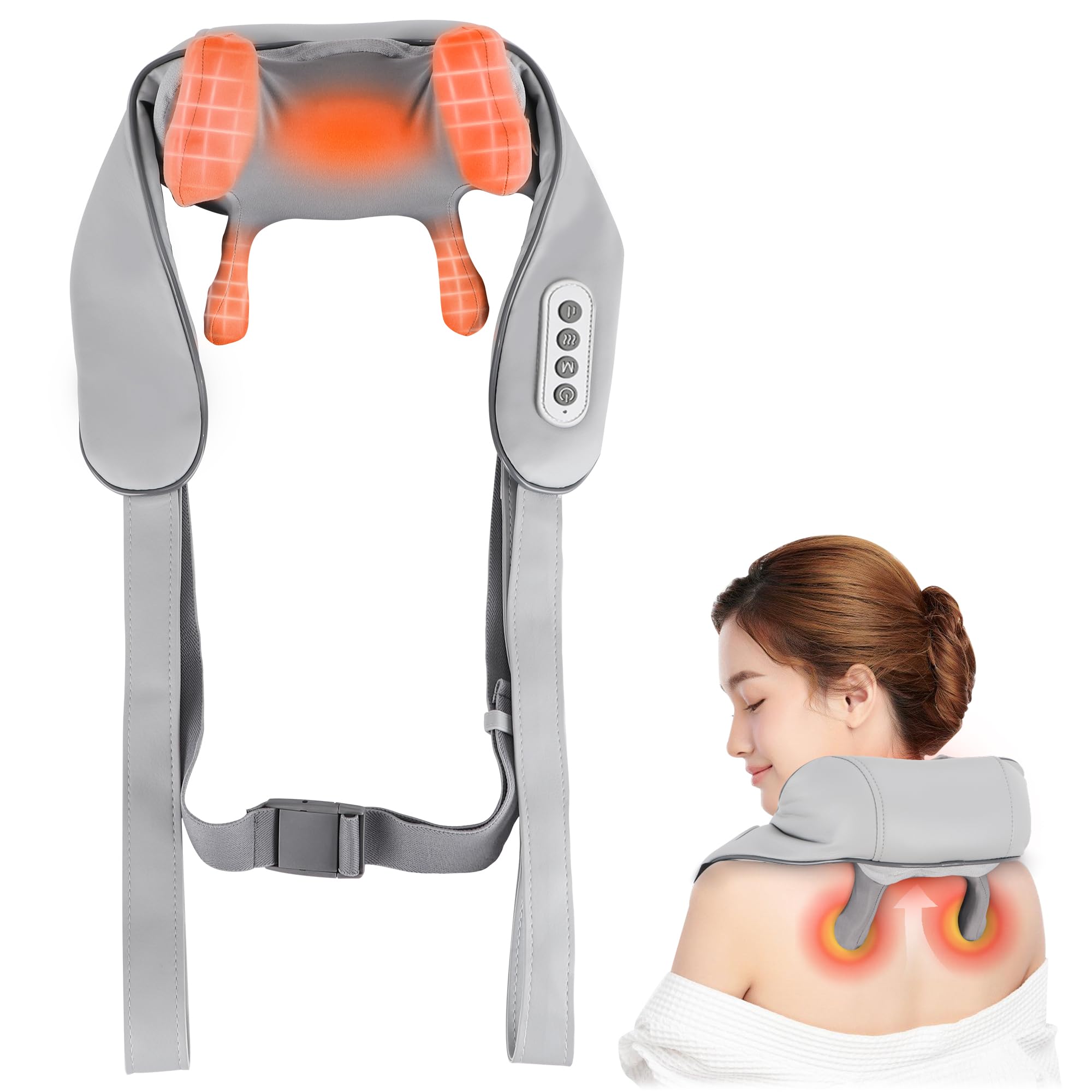 

ALLJOY Уход за шеей при скованности и спине Модель имитирует человеческое устройство для релаксации с подогревом Беспроводное и с регулируемой интенсивностью и моющаяся ткань Идеально серый