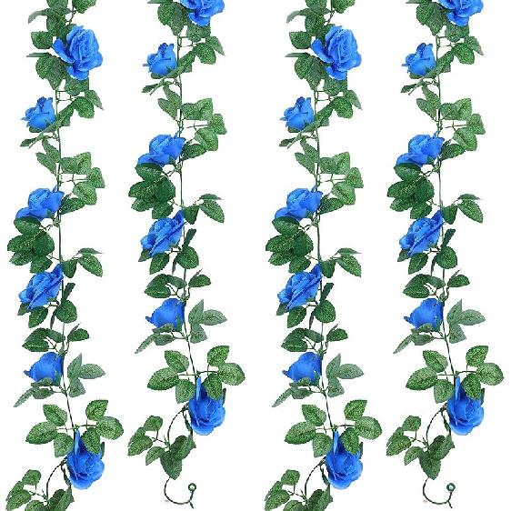 

Syhood Artificial Rose Garlands Rose Vines Leaves Banners Hanging Fake Floral Garland Flower Vine for Wedding Arch Ceremony Home Garden Outdoor Party 1 королевский синий