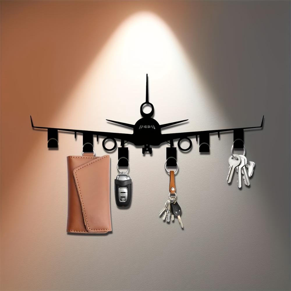 Metall Flugzeug Schlüsselanhänger Wandmontierter Schmuckhaken Schwarzer Schlüsselorganisator Eingangsbereich Büro Haustür Aufbewahrung Dekor Geschenk