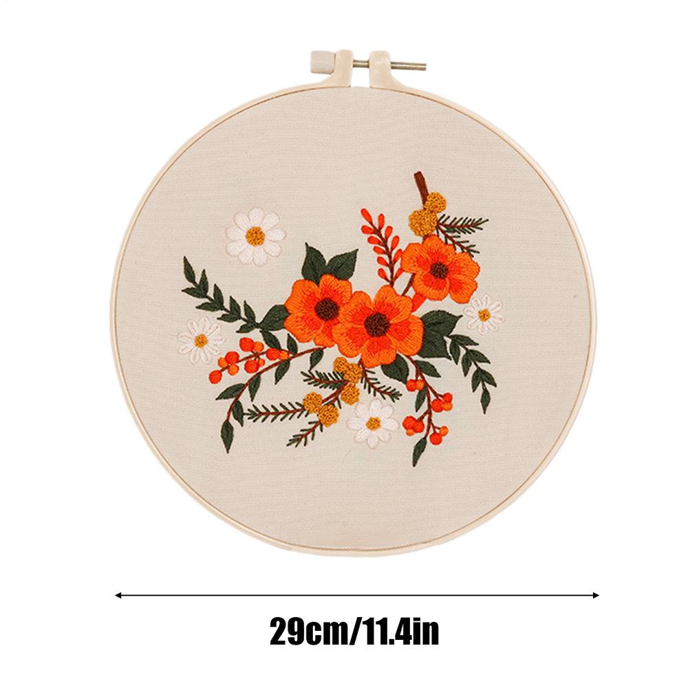 Flower Pattern Hand Embroidery Beginners Kit Embroidery Sewing Needlepoint Set Craft for Embroidery Enthusiasts Lovers